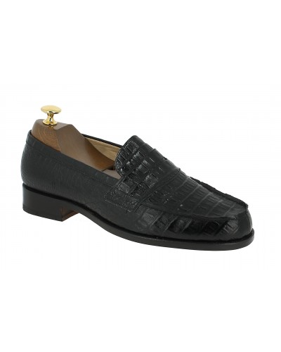 Moccasin Center 51 1961 Tod black croco-effect embossed leather