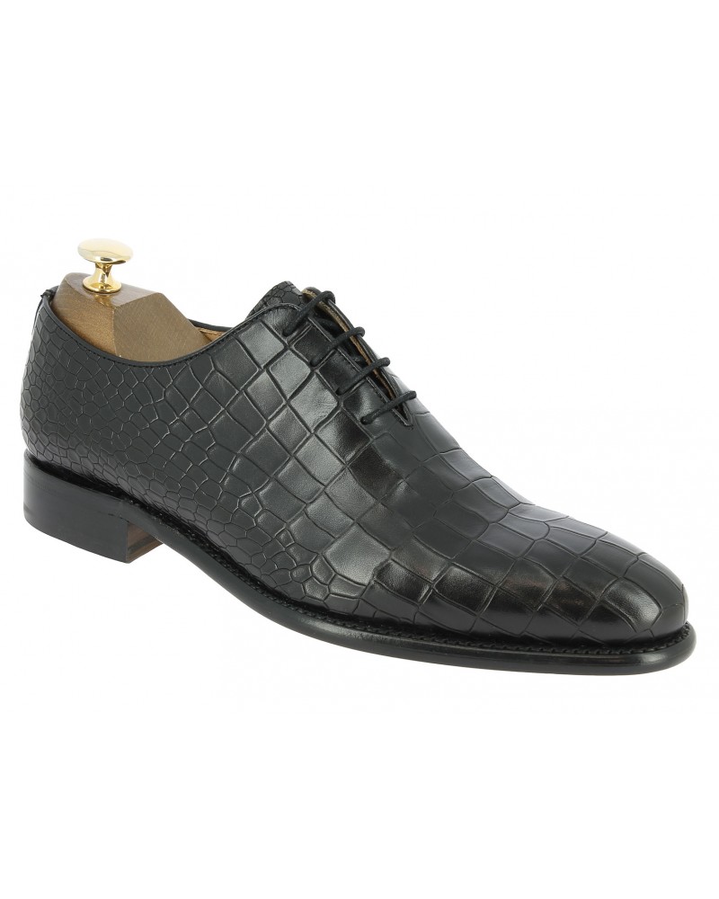 Oxford shoe Berwick 3407 black croco-effect embossed leather