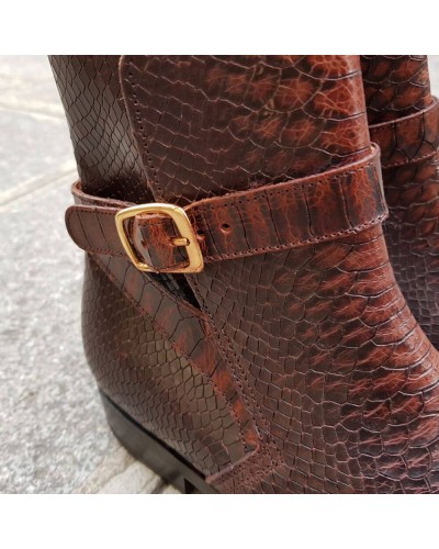 Boot John Mendson 6191 Reno brown python-effect embossed leather