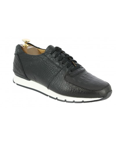 Oxford Sneakers Center 51 13517 black croco-effect embossed leather