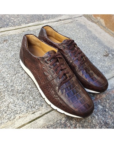 Oxford Sneakers Center 51 13517 brown croco-effect embossed leather