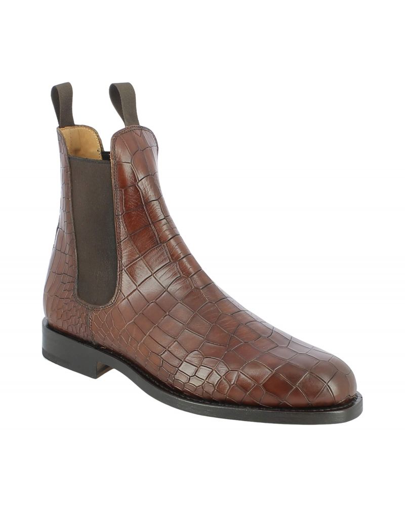 Boot John Mendson 6192 brown croco-effect embossed leather