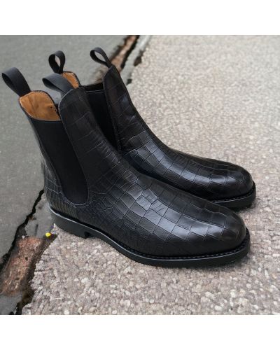 Boot John Mendson 6192 black croco-effect embossed leather