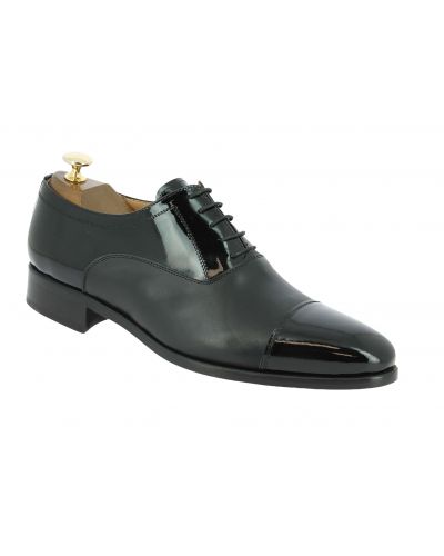 Oxford shoe Center 51 Classico Ambas black leather and black varnished leather
