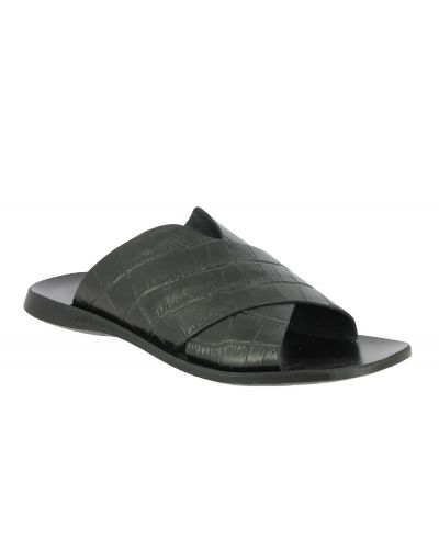 Sandals Zeus 5019 black leather croco print finish