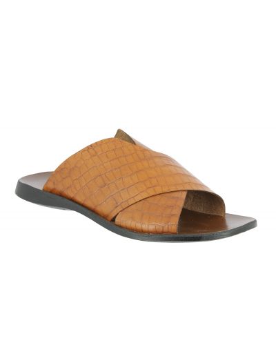 Sandals Zeus 5019 brown leather croco print finish