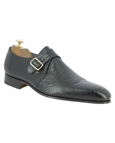 Monk strap shoe Center 51 12250 Tony black python-effect embossed leather