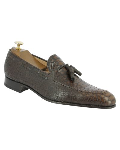 Tassel Loafer Center 51 7561 brown leather python print finish