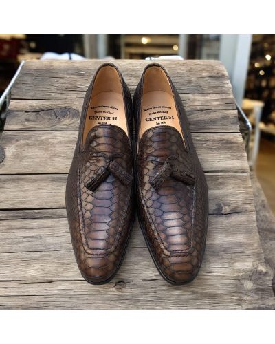 Tassel Loafer Center 51 7561 brown leather python print finish