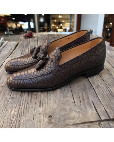 Mocassin à pompons Center 51 7561 cuir façon python marron