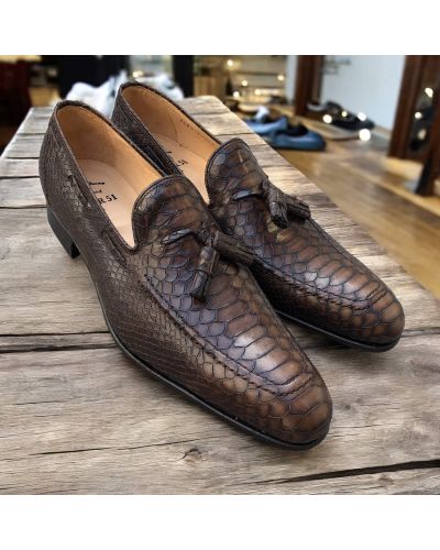 Tassel Loafer Center 51 7561 brown leather python print finish