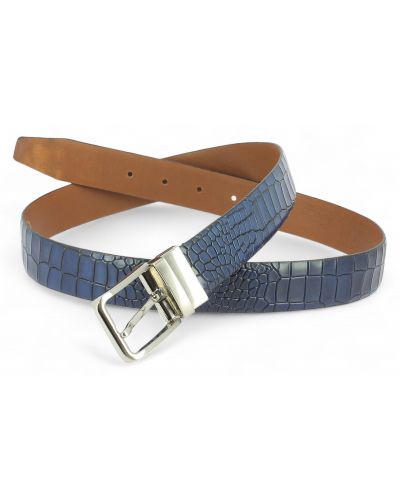 Ceinture en cuir façon croco marine