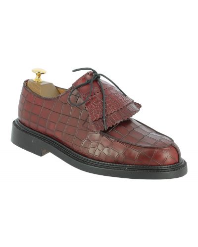 Derbie triple semelle Center 51 14300 cuir façon croco bordeaux