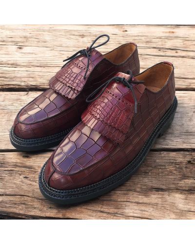 Derbie triple semelle Center 51 14300 cuir façon croco bordeaux