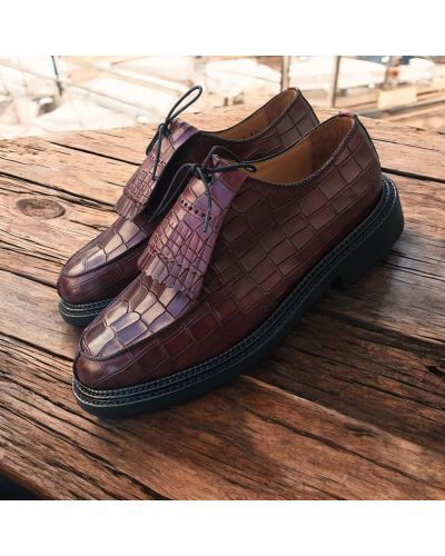 Derbie triple semelle Center 51 14300 cuir façon croco bordeaux