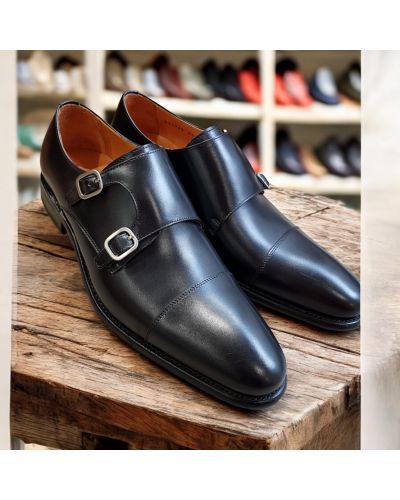 Double Monk strap shoe Berwick 2838 black leather