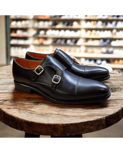 Chaussure à double boucles Berwick 2838 cuir noir