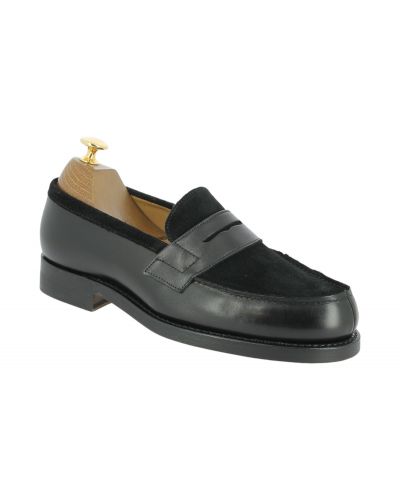 Mocassin John Mendson 14407 cuir noir et daim noir