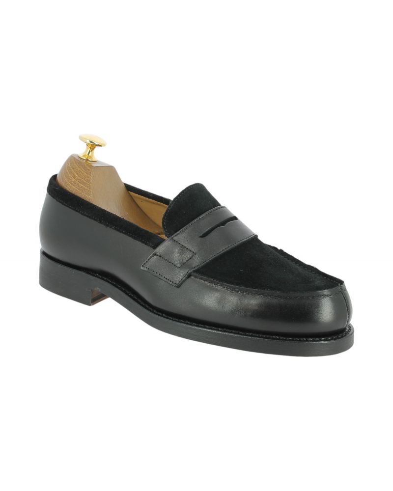 Moccasin John Mendson 14407 black leather and black suede