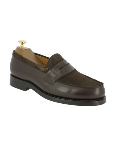 Mocassin John Mendson 14407 cuir marron et daim marron