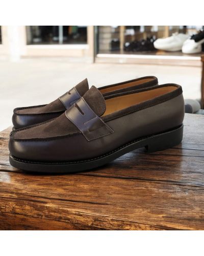 Mocassin John Mendson 14407 cuir marron et daim marron