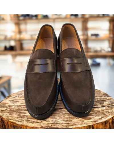 Mocassin John Mendson 14407 cuir marron et daim marron