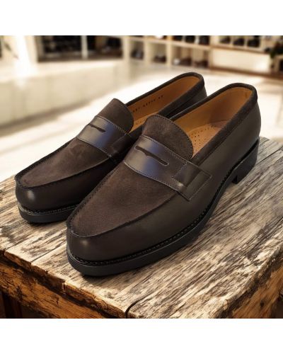 Mocassin John Mendson 14407 cuir marron et daim marron