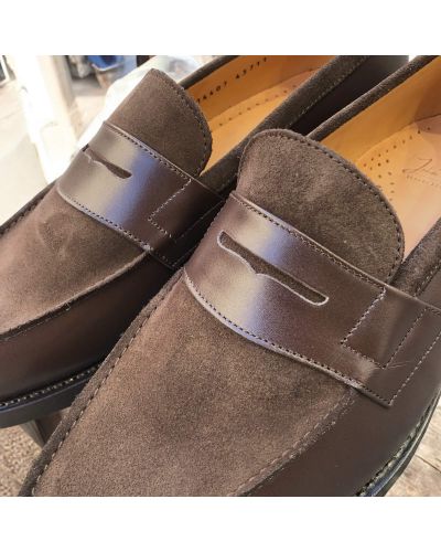 Mocassin John Mendson 14407 cuir marron et daim marron