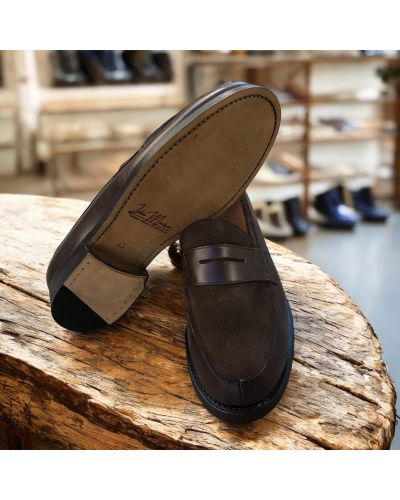 Mocassin John Mendson 14407 cuir marron et daim marron