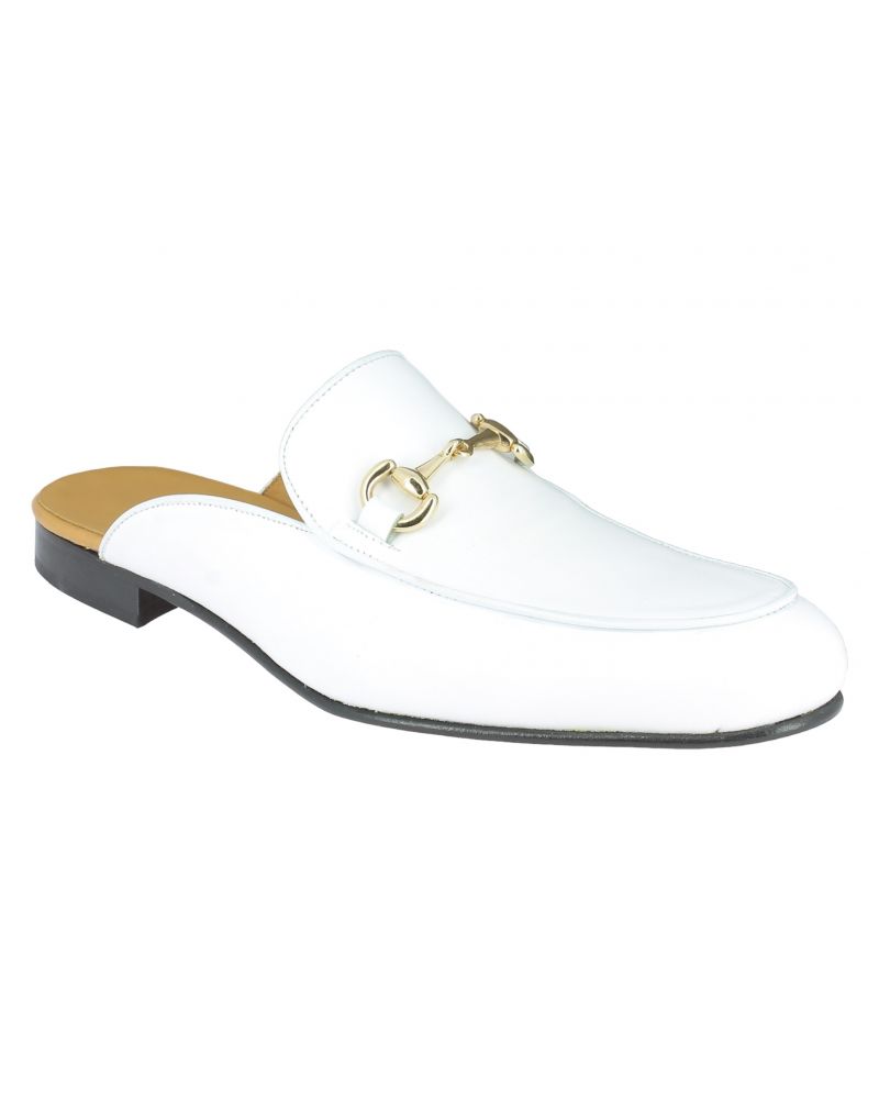 Mule mocassin Center 51 cuir blanc