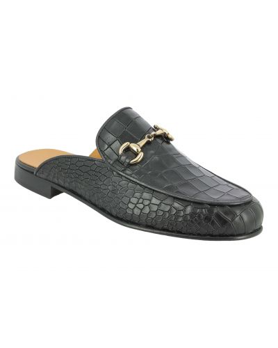 Mule loafer Center 51 black croco-effect embossed leather