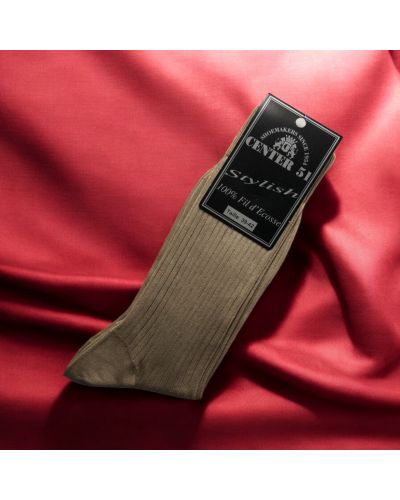 Fine egytian mercerized cotton ribbed socks taupe