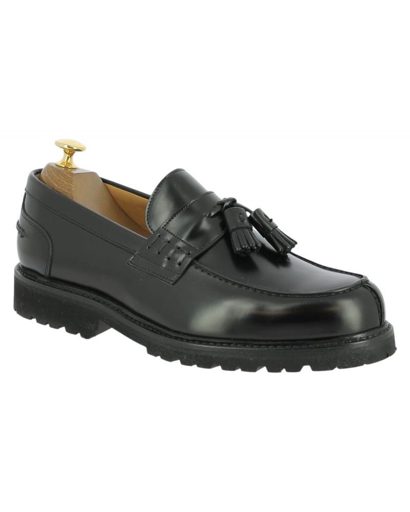 Mocassin à pompons Berwick 5634 cuir polido noir