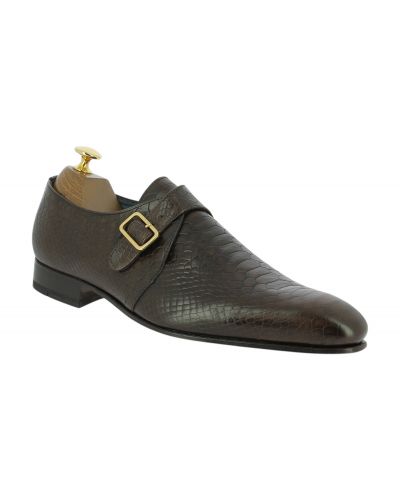 Monk strap shoe Center 51 12250 Tony brown leather python print finish