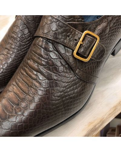 Monk strap shoe Center 51 12250 Tony brown leather python print finish