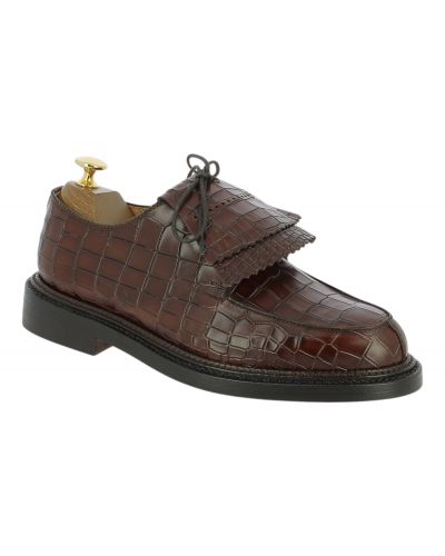 Derby shoe Triple Sole Center 51 14300 brown croco-effect embossed leather