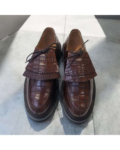 Derbie triple semelle John Mendson 14300 cuir façon croco marron