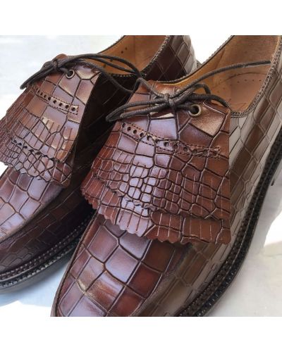 Derbie triple semelle John Mendson 14300 cuir façon croco marron