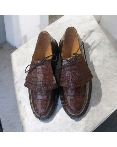 Derbie triple semelle John Mendson 14300 cuir façon croco marron