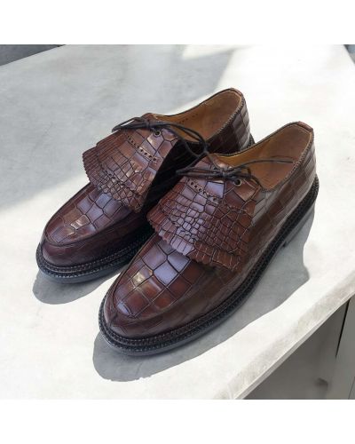 Derbie triple semelle John Mendson 14300 cuir façon croco marron