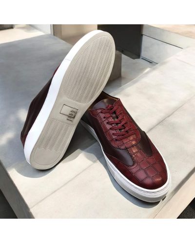 Oxford Sneakers Center 51 12647 burgundy croco-effect embossed leather