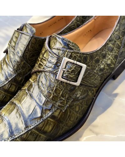 Chaussure à boucle Mezlan 50148 croco vert