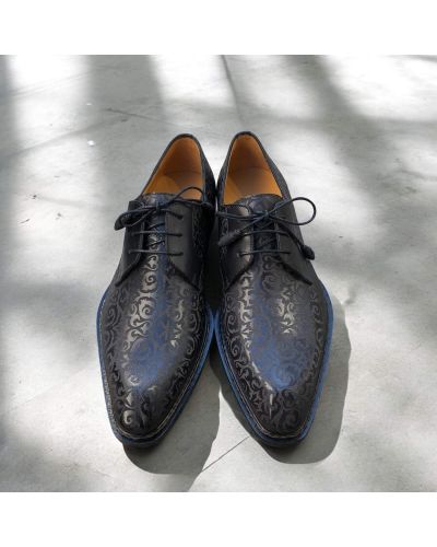 Derby shoe Mezlan 21039 black structured-pattern leather