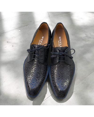 Derby shoe Mezlan 21039 black structured-pattern leather