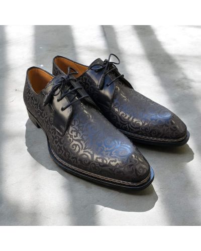 Derby shoe Mezlan 21039 black structured-pattern leather