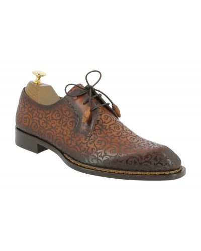 Derby shoe Mezlan 21039 brown structured-pattern leather