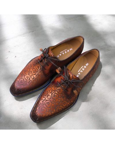 Derby shoe Mezlan 21039 brown structured-pattern leather