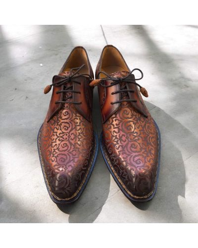 Derby shoe Mezlan 21039 brown structured-pattern leather