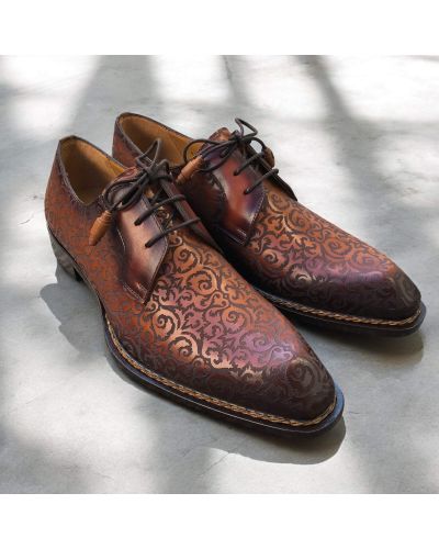 Derby shoe Mezlan 21039 brown structured-pattern leather