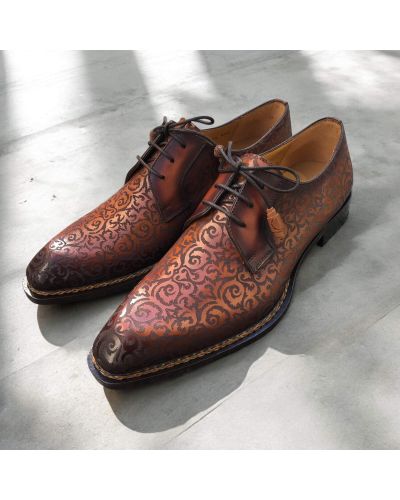 Derby shoe Mezlan 21039 brown structured-pattern leather